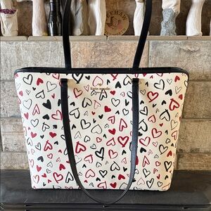 Kate Spade Multicolor Heart Tote - Black, Red, White
